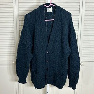 Vintage Cladyknit Irish Heritage Pure Wool Button Up Aran CardiganSweater XL